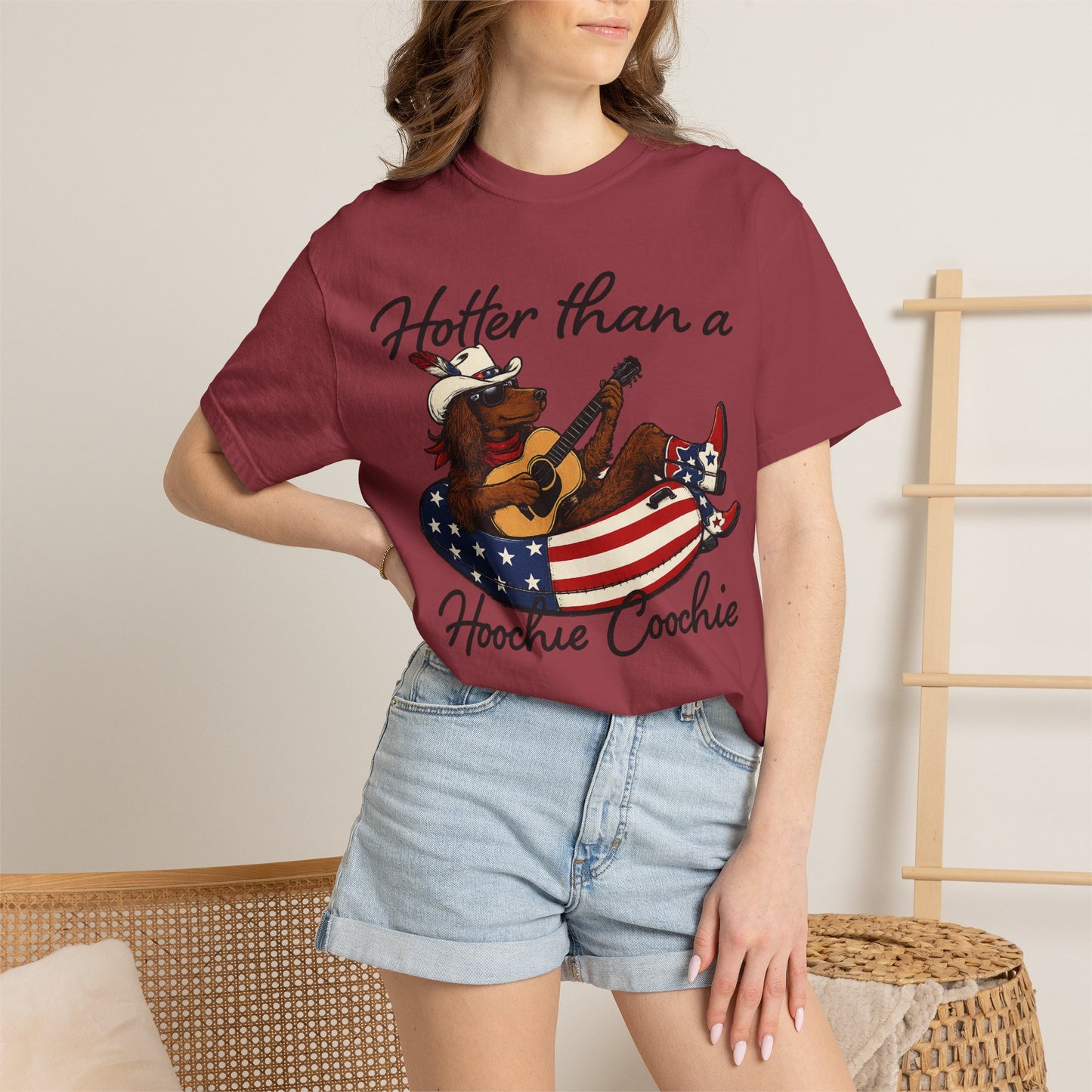 Hotter Than a Hoochie Coochie T-Shirt — Retro Cowgirl Americana Graphic Tee