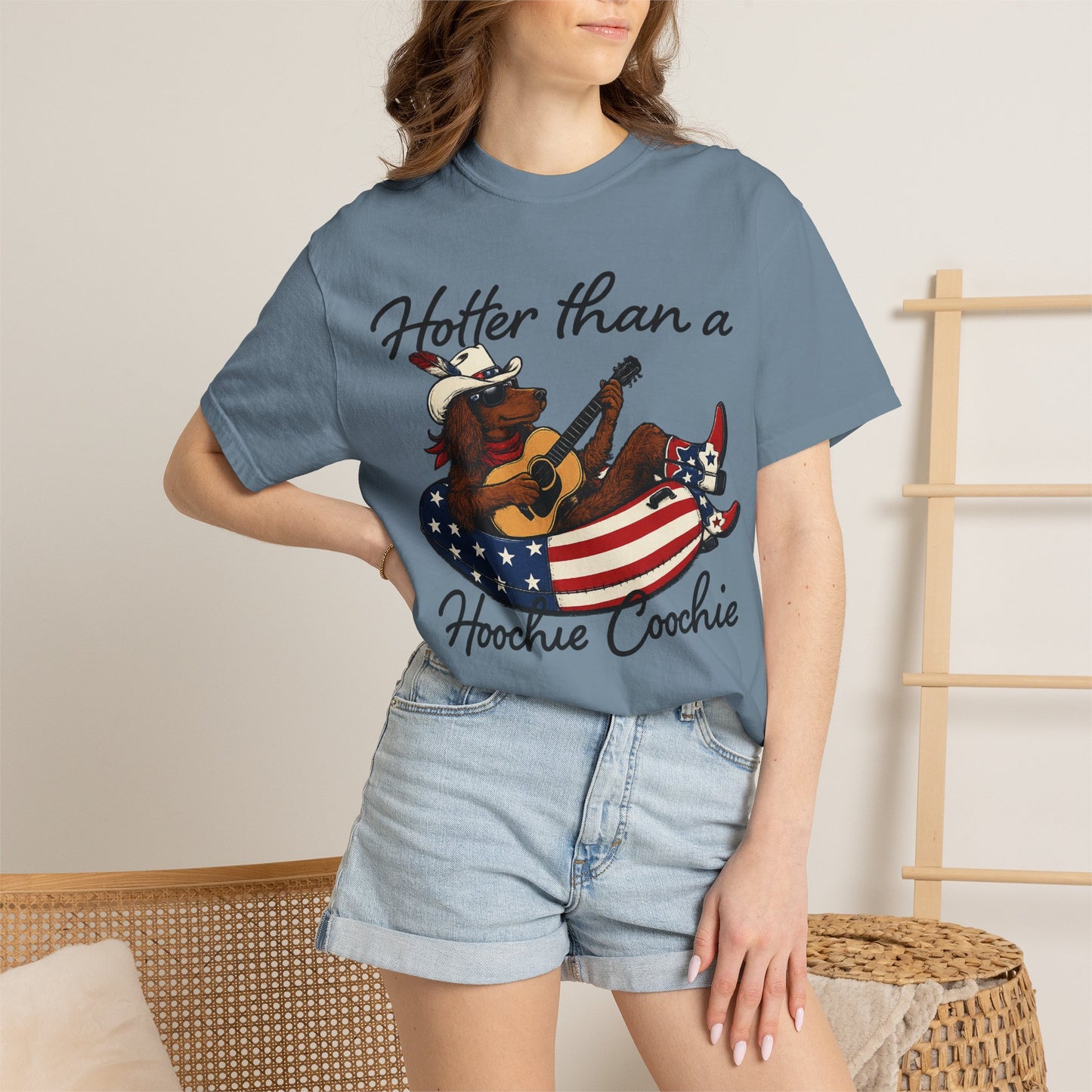 Hotter Than a Hoochie Coochie T-Shirt — Retro Cowgirl Americana Graphic Tee