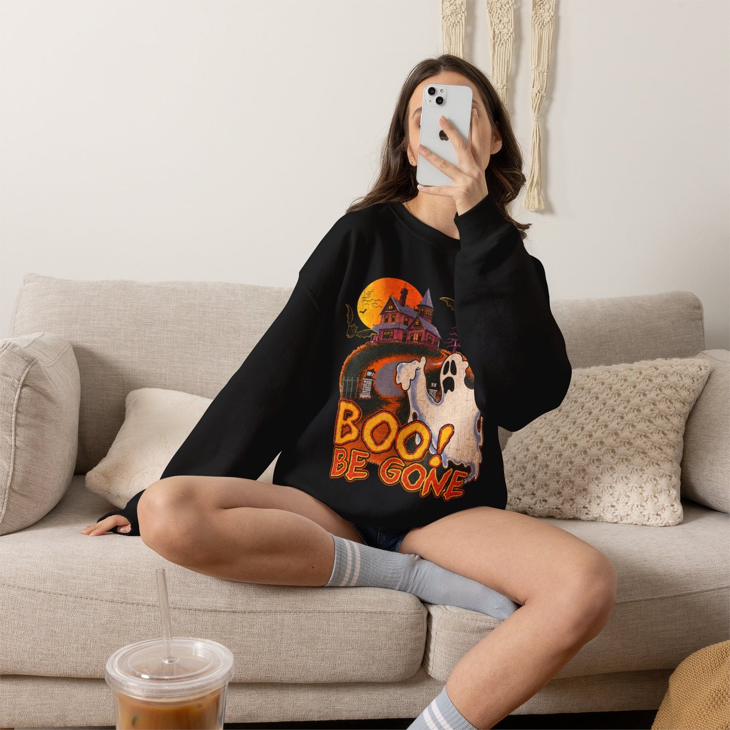Boo! Be Gone Ghost Halloween Crewneck Sweatshirt