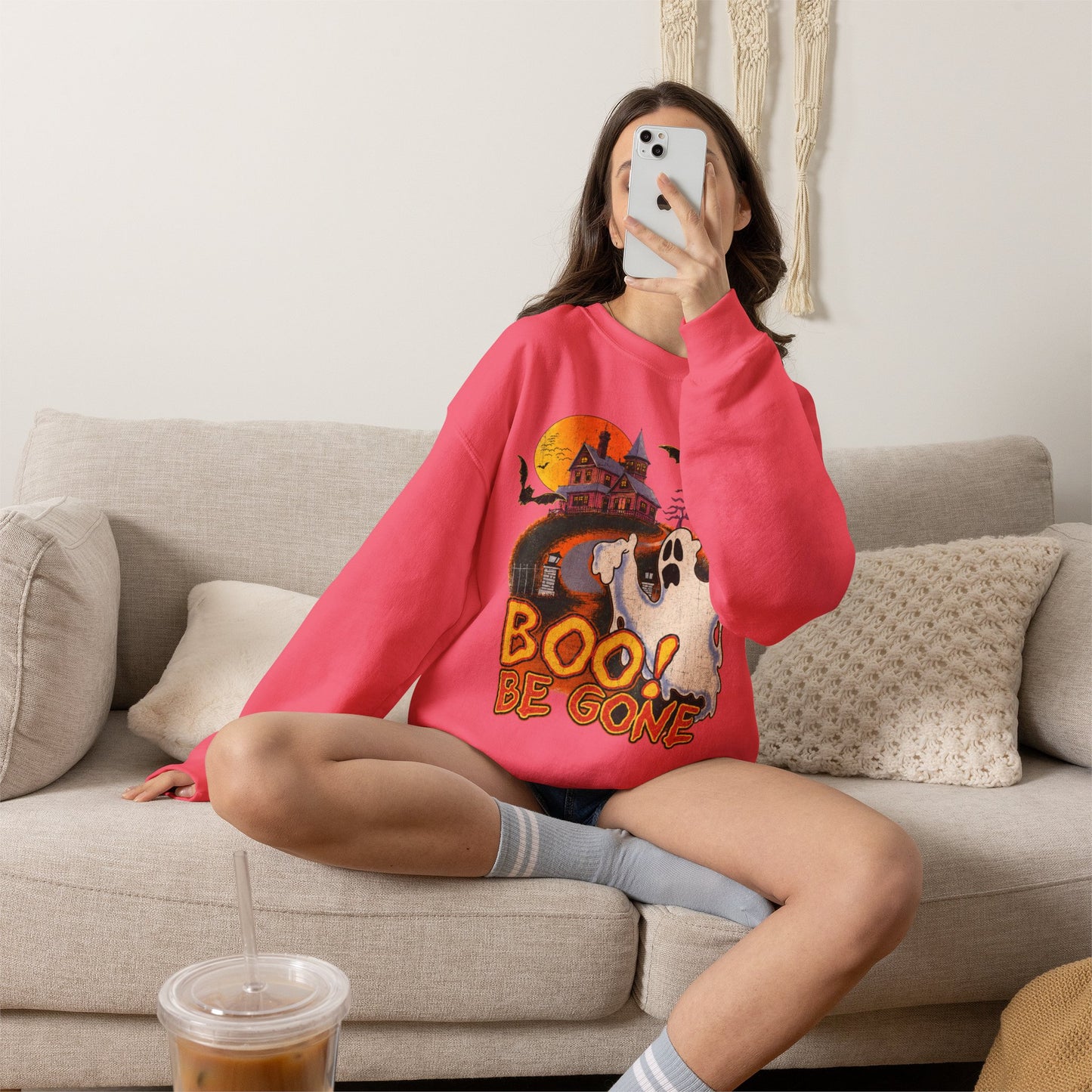 Boo! Be Gone Ghost Halloween Crewneck Sweatshirt