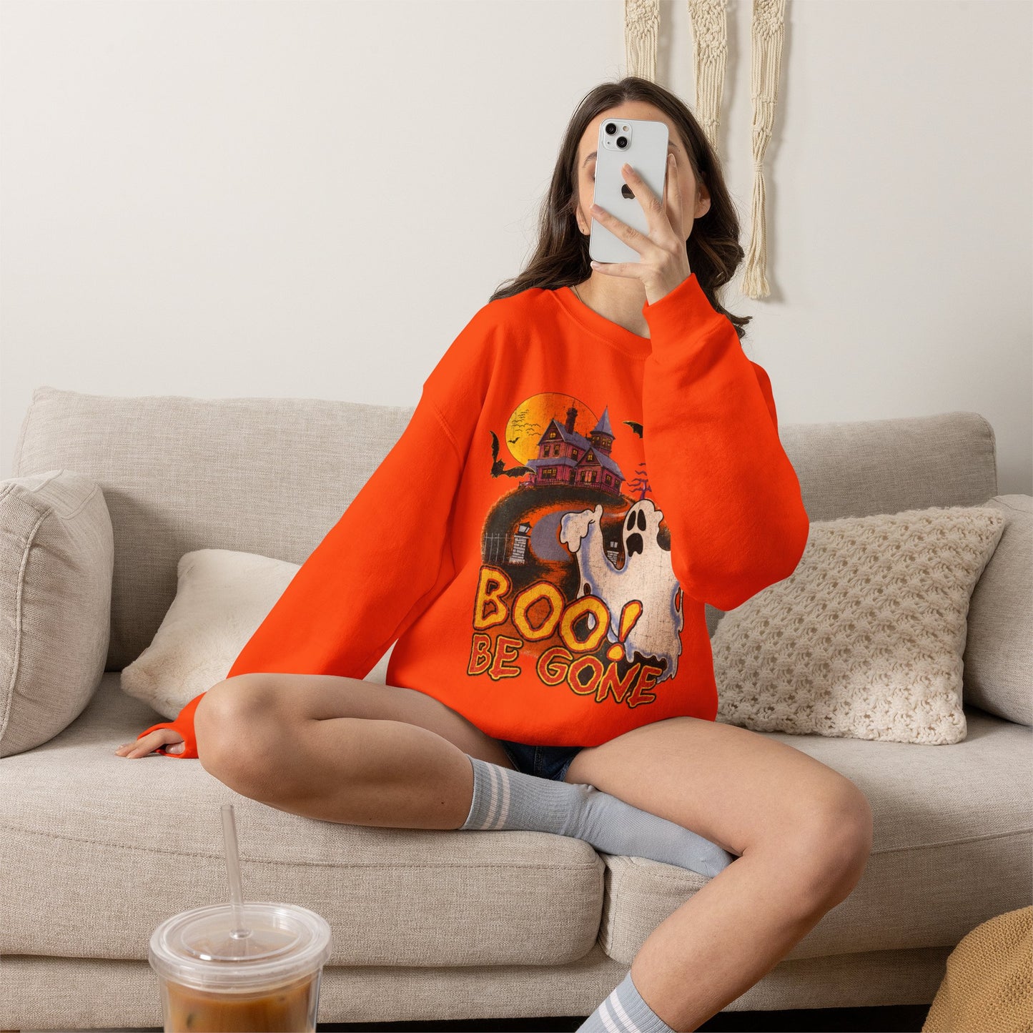 Boo! Be Gone Ghost Halloween Crewneck Sweatshirt