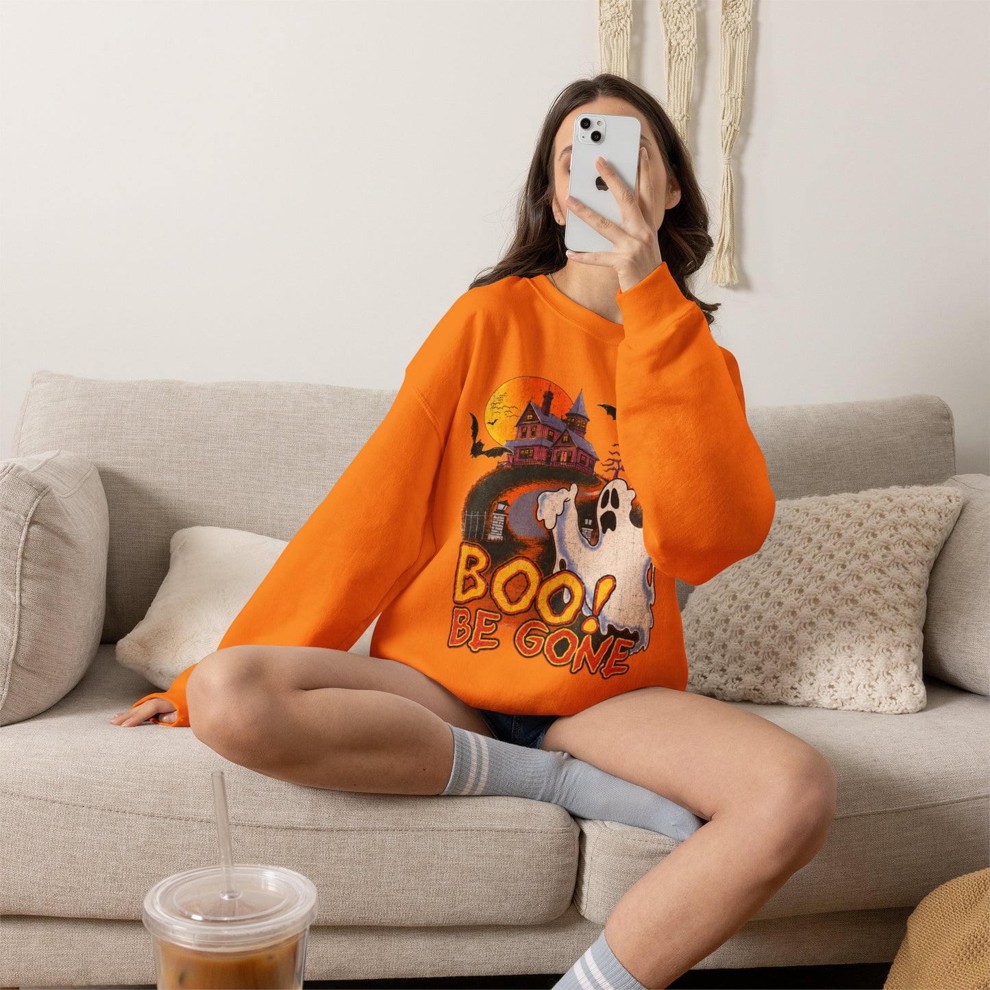 Boo! Be Gone Ghost Halloween Crewneck Sweatshirt