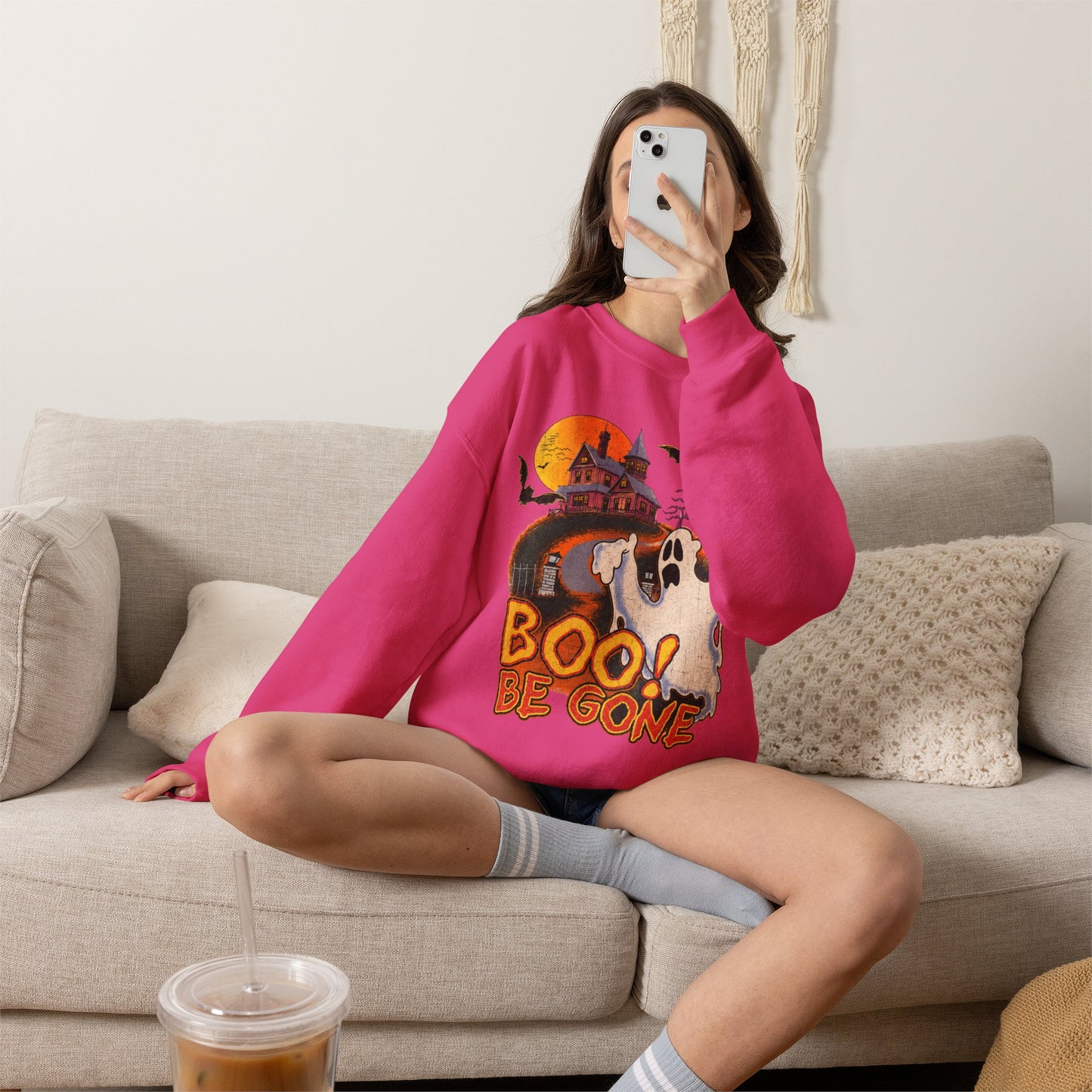 Boo! Be Gone Ghost Halloween Crewneck Sweatshirt