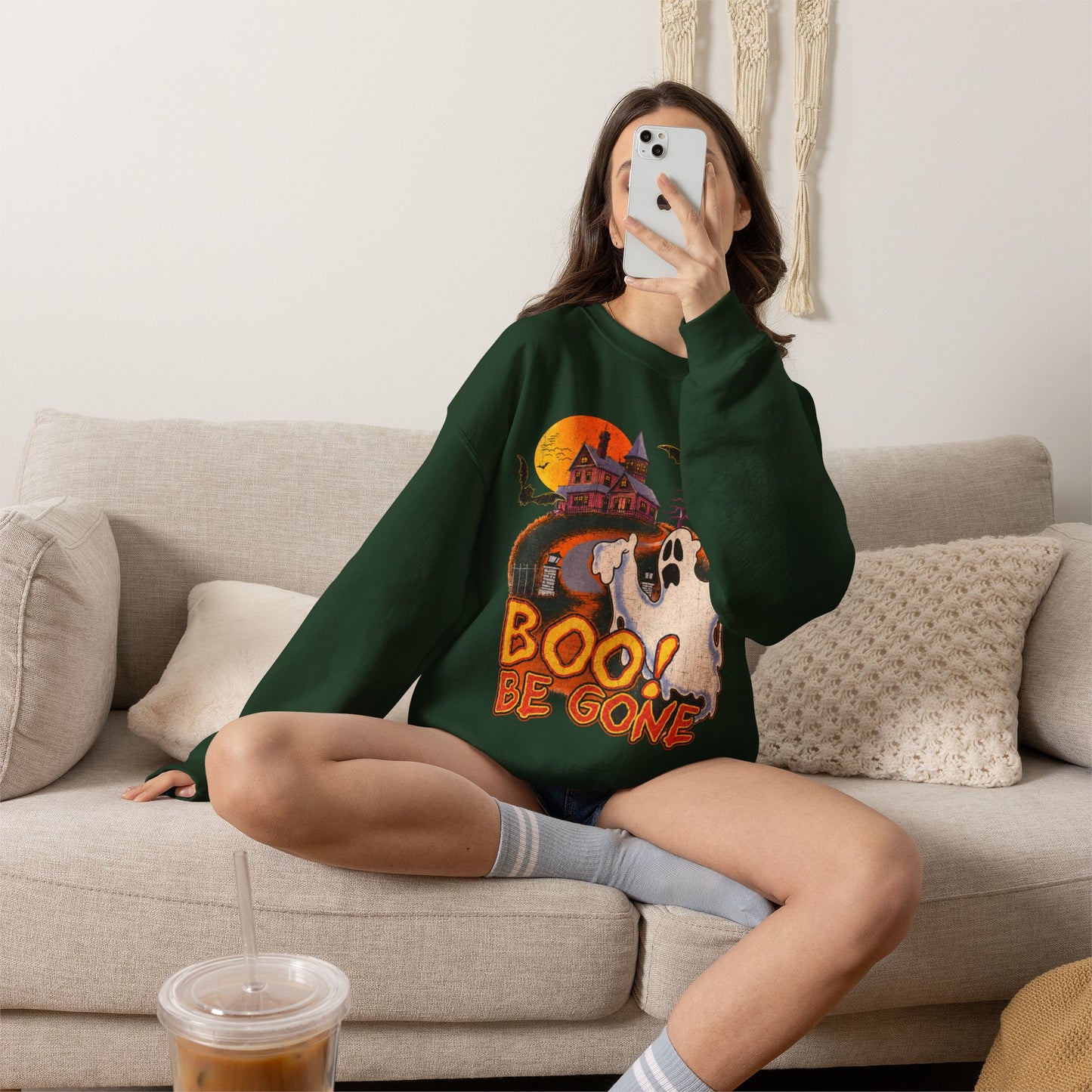 Boo! Be Gone Ghost Halloween Crewneck Sweatshirt