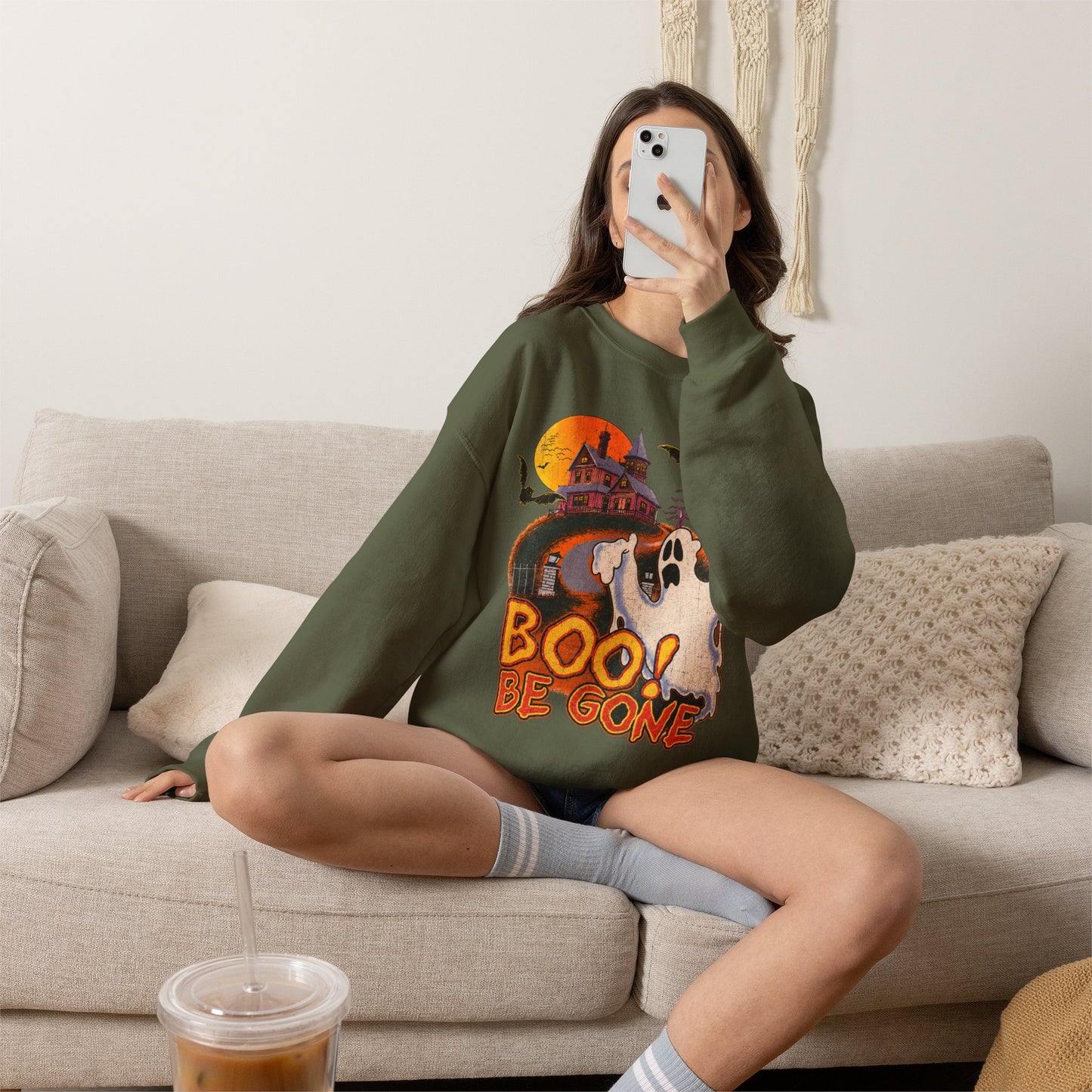 Boo! Be Gone Ghost Halloween Crewneck Sweatshirt