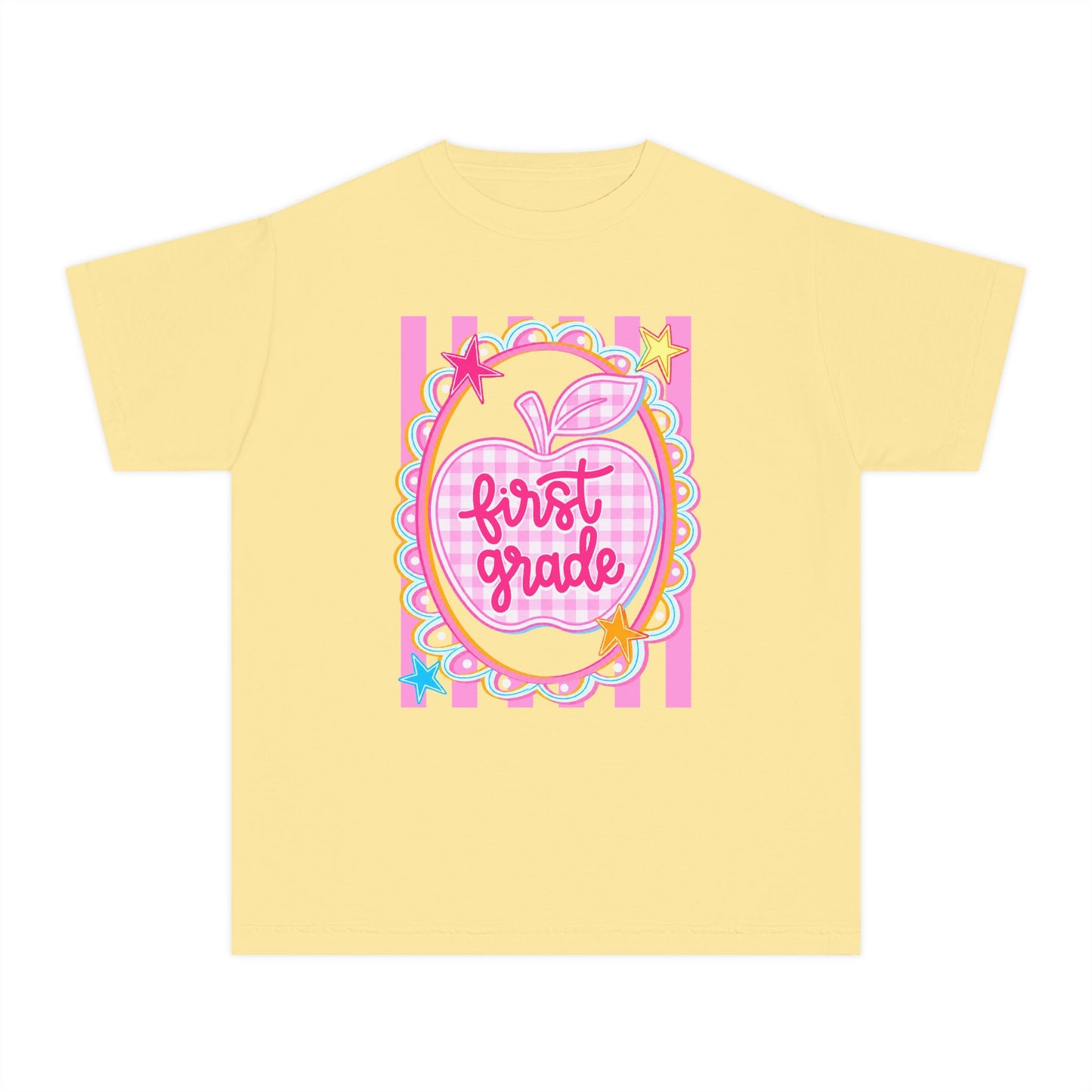 First Grade Cute Apple Kids Tee (Comfort Color)