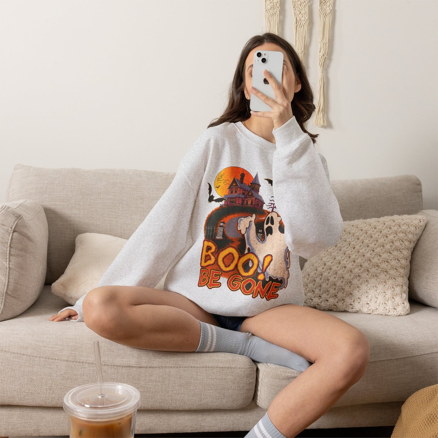 Boo! Be Gone Ghost Halloween Crewneck Sweatshirt