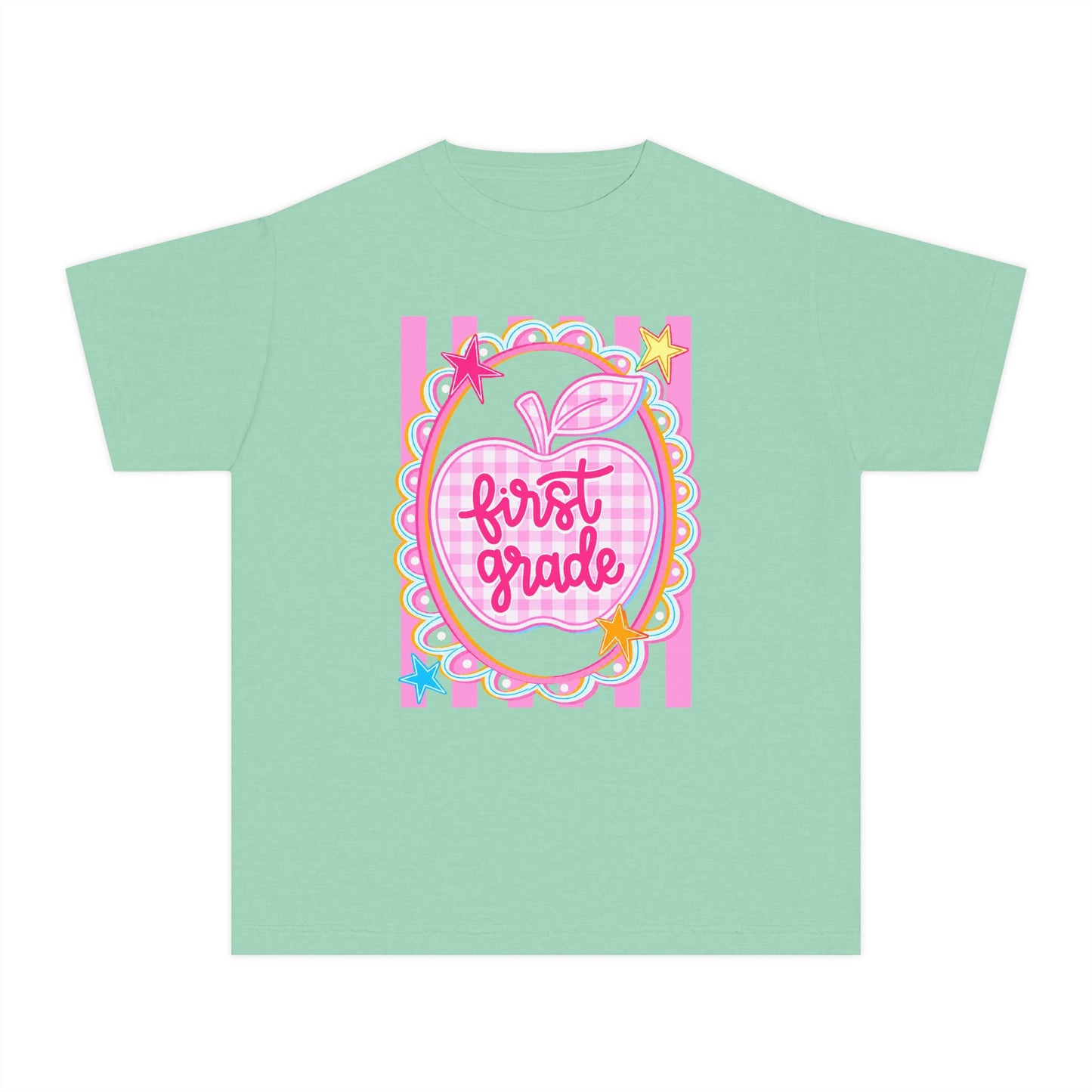 First Grade Cute Apple Kids Tee (Comfort Color)