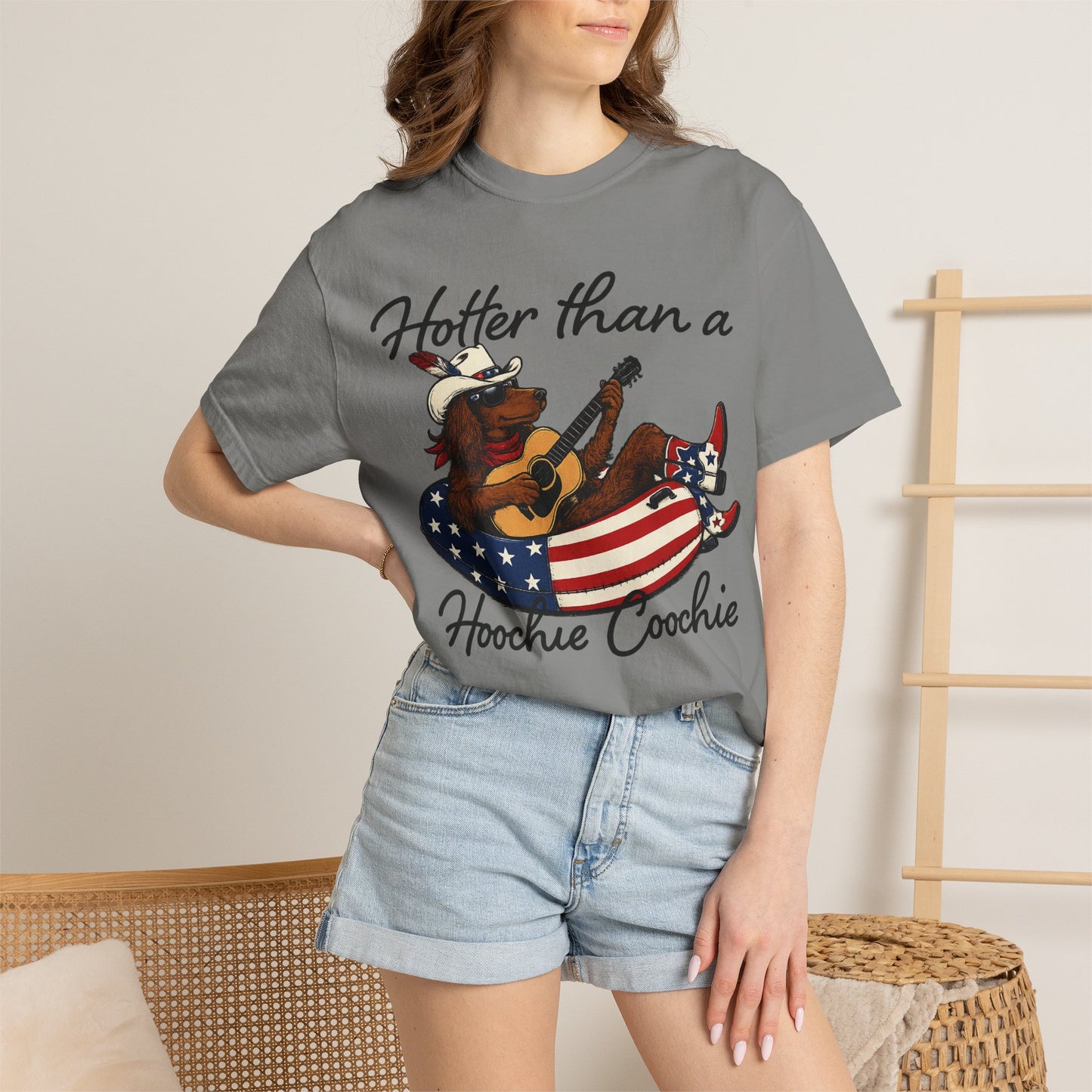 Hotter Than a Hoochie Coochie T-Shirt — Retro Cowgirl Americana Graphic Tee