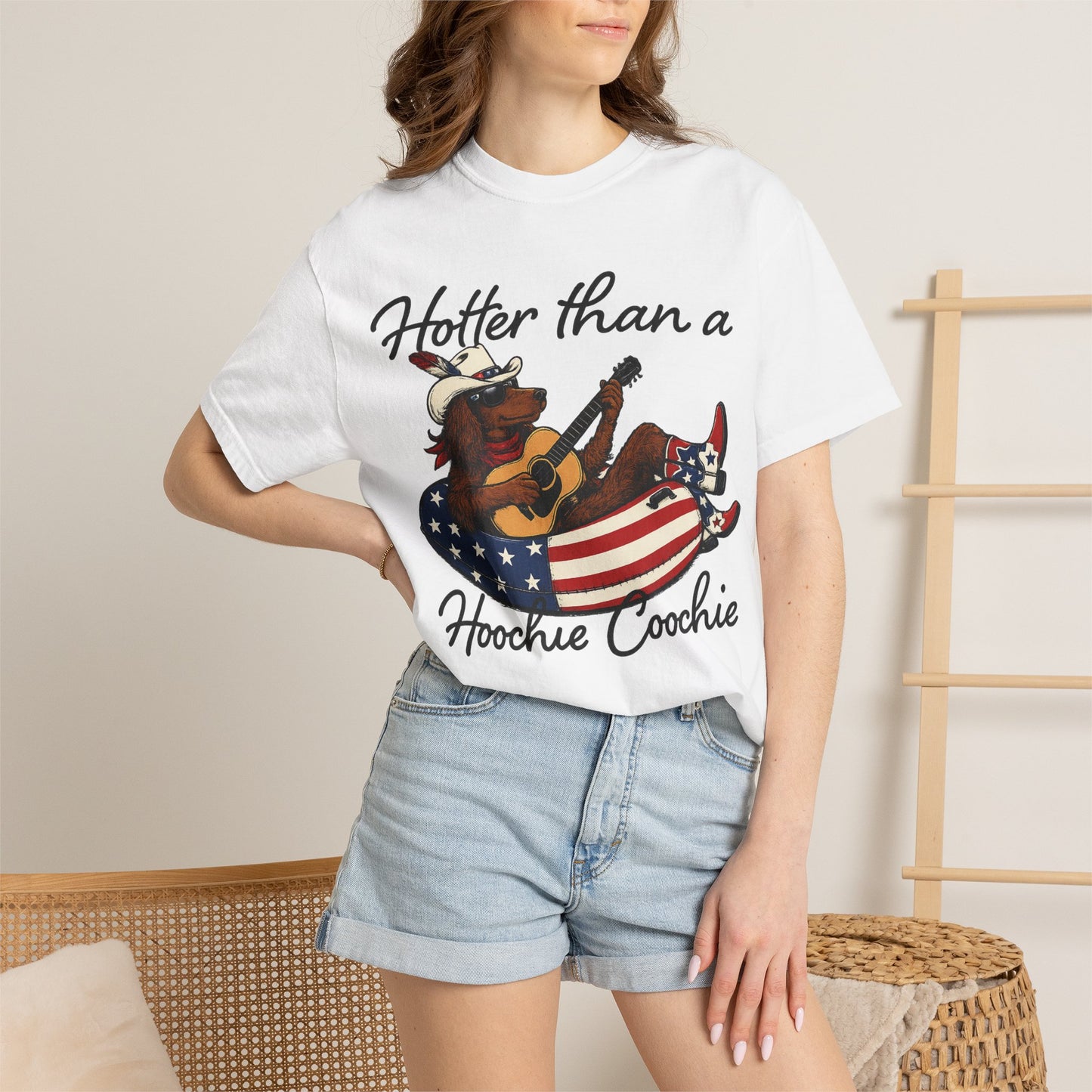 Hotter Than a Hoochie Coochie T-Shirt — Retro Cowgirl Americana Graphic Tee