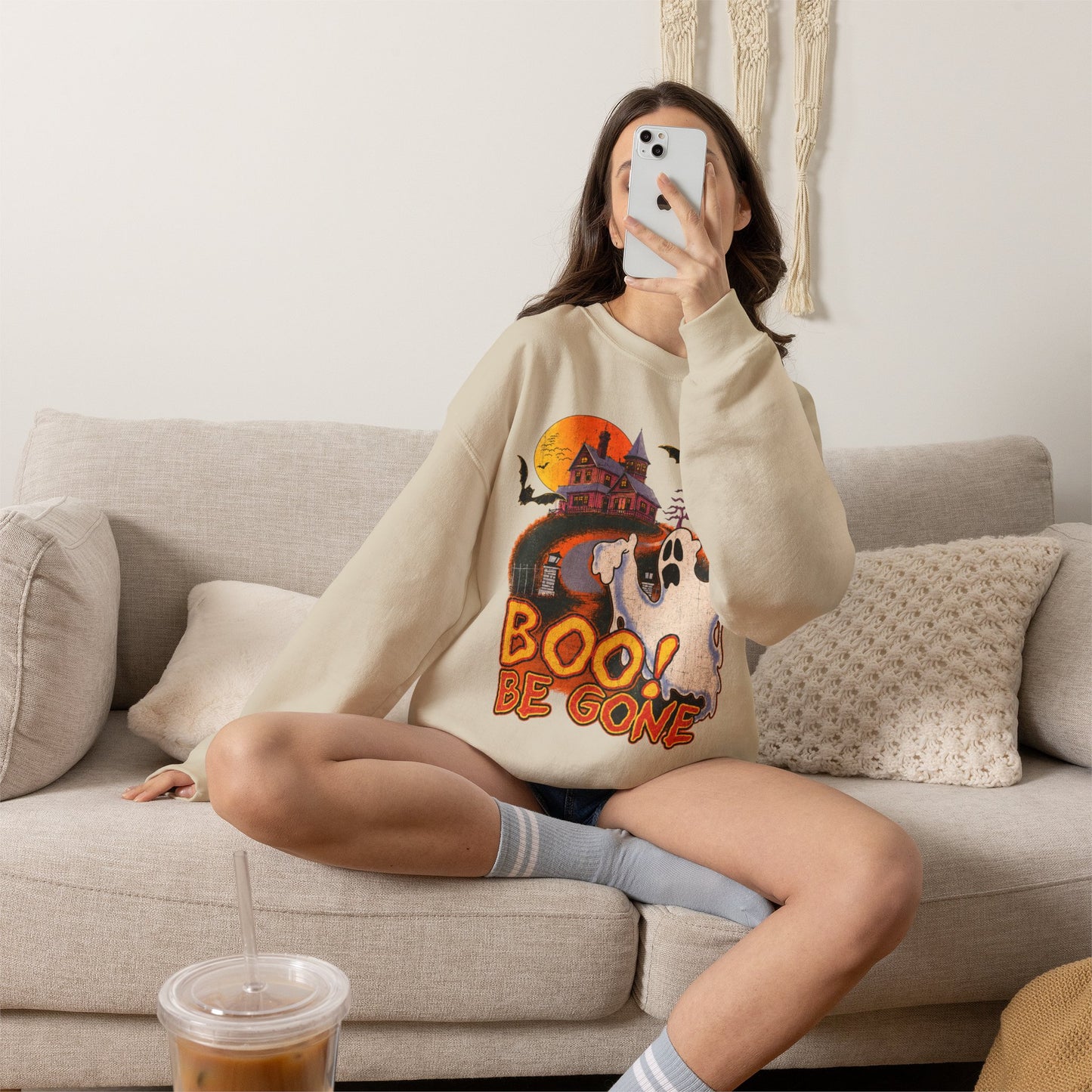 Boo! Be Gone Ghost Halloween Crewneck Sweatshirt