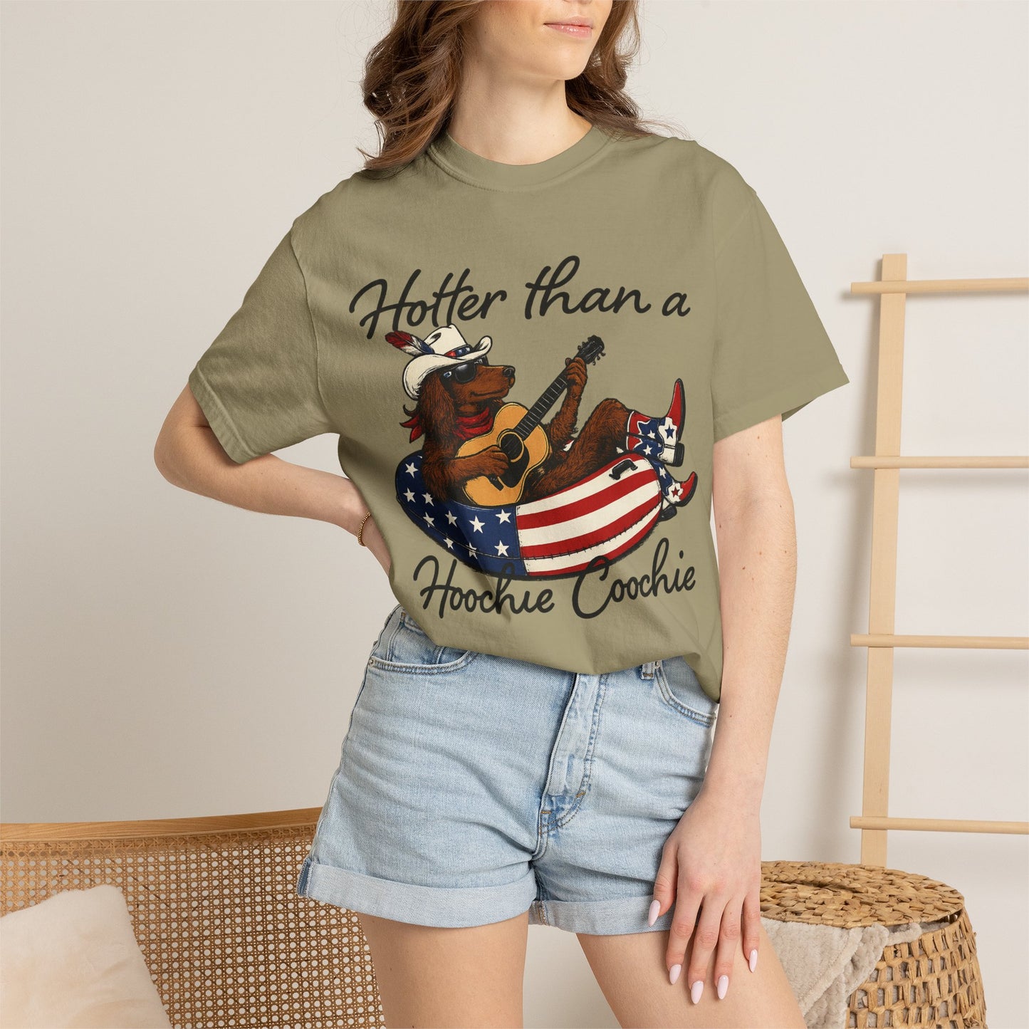 Hotter Than a Hoochie Coochie T-Shirt — Retro Cowgirl Americana Graphic Tee