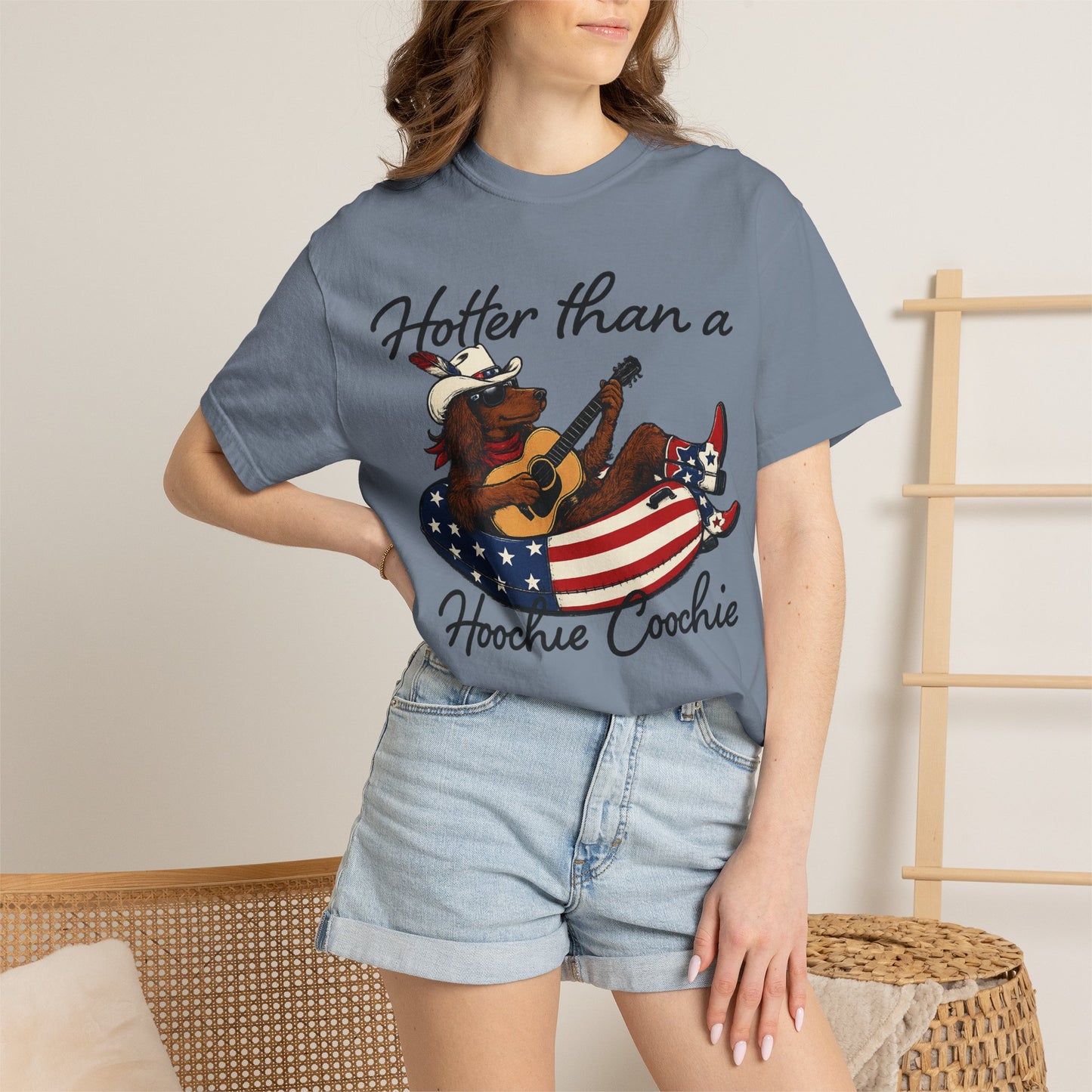 Hotter Than a Hoochie Coochie T-Shirt — Retro Cowgirl Americana Graphic Tee