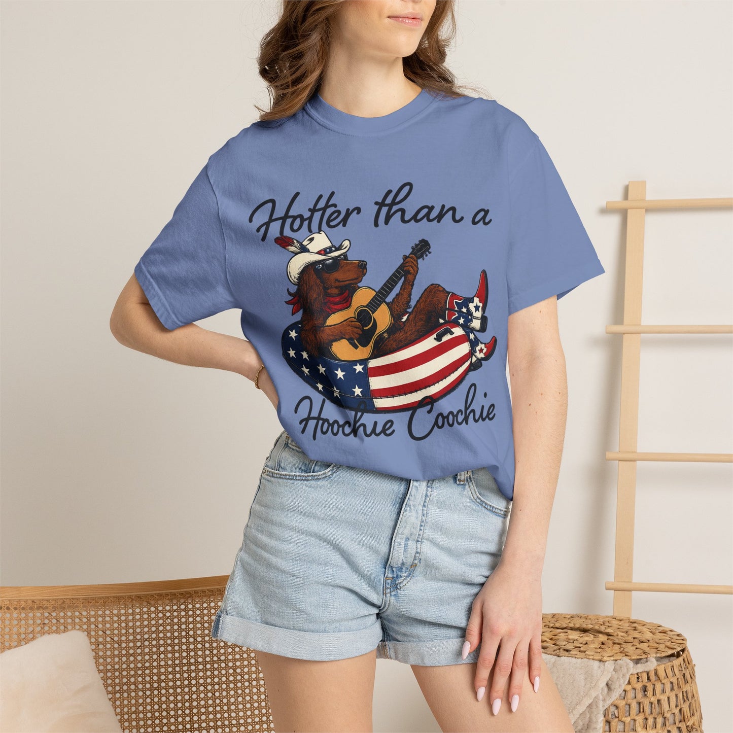 Hotter Than a Hoochie Coochie T-Shirt — Retro Cowgirl Americana Graphic Tee