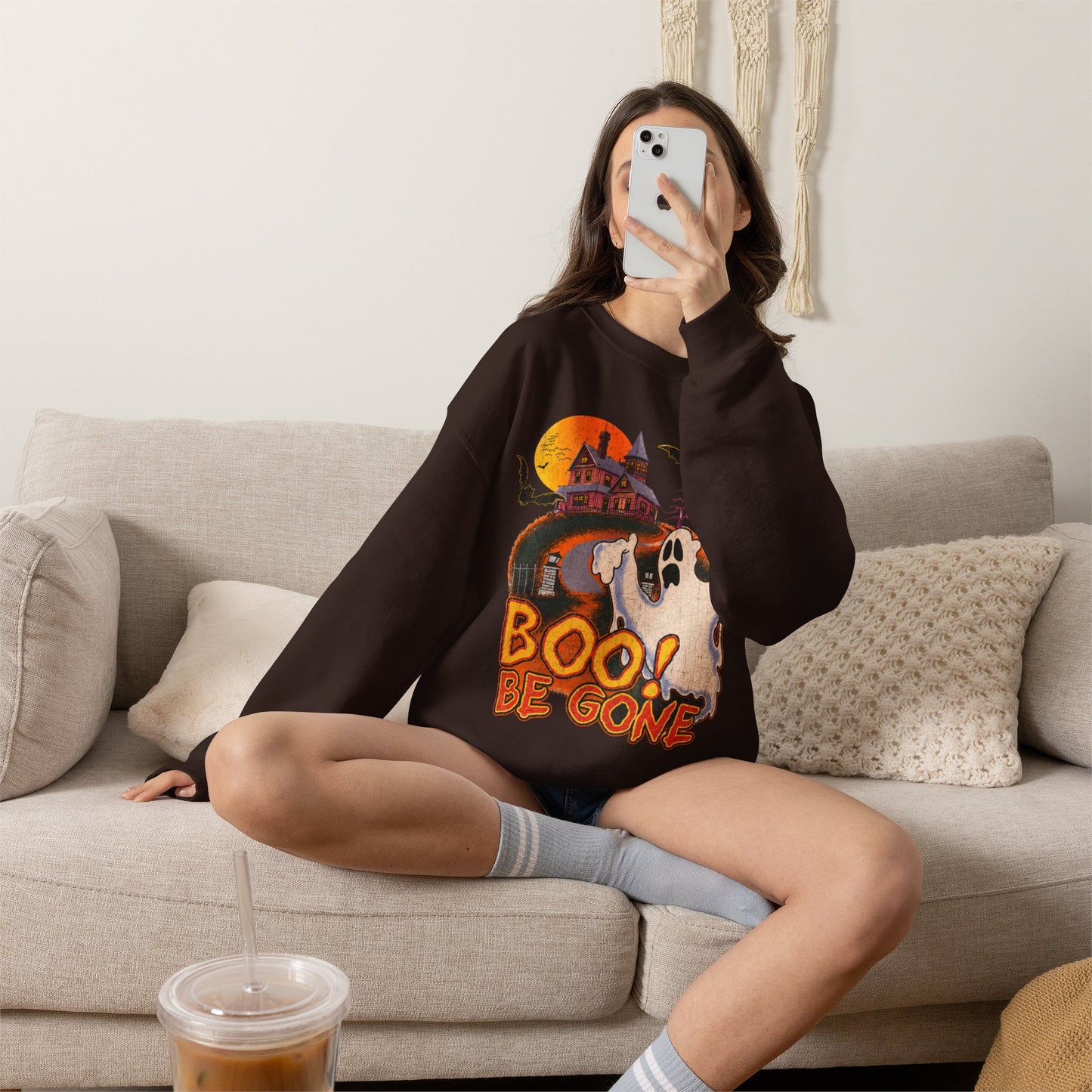 Boo! Be Gone Ghost Halloween Crewneck Sweatshirt