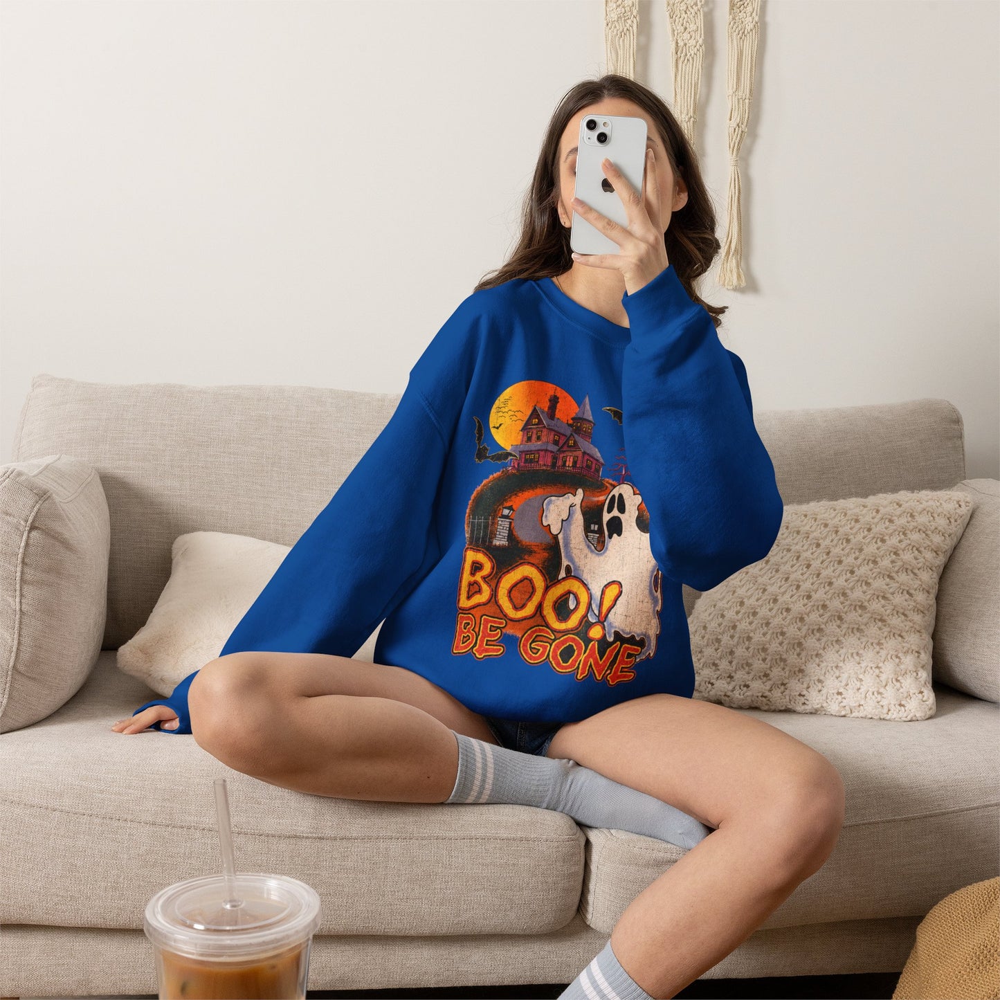 Boo! Be Gone Ghost Halloween Crewneck Sweatshirt