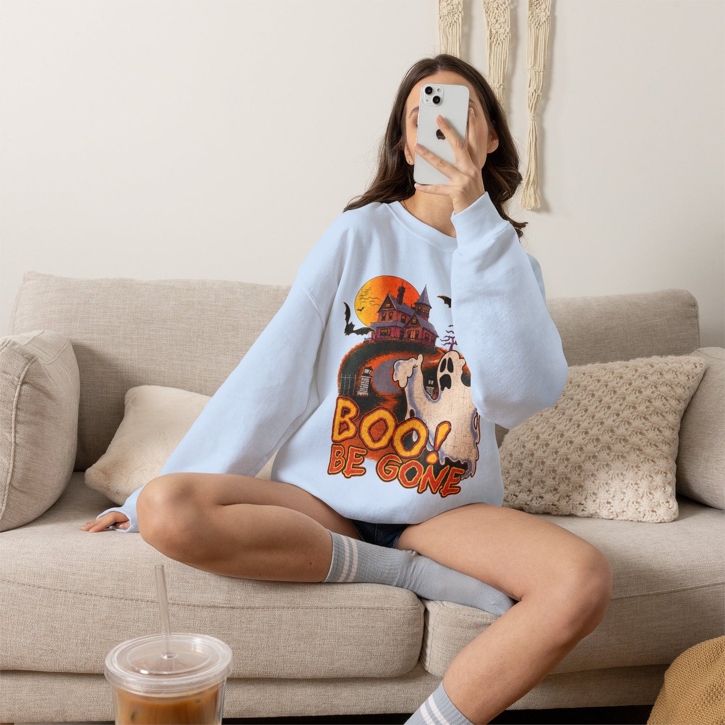 Boo! Be Gone Ghost Halloween Crewneck Sweatshirt