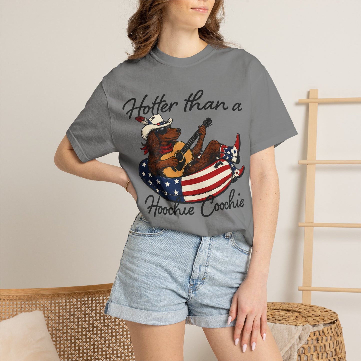 Hotter Than a Hoochie Coochie T-Shirt — Retro Cowgirl Americana Graphic Tee