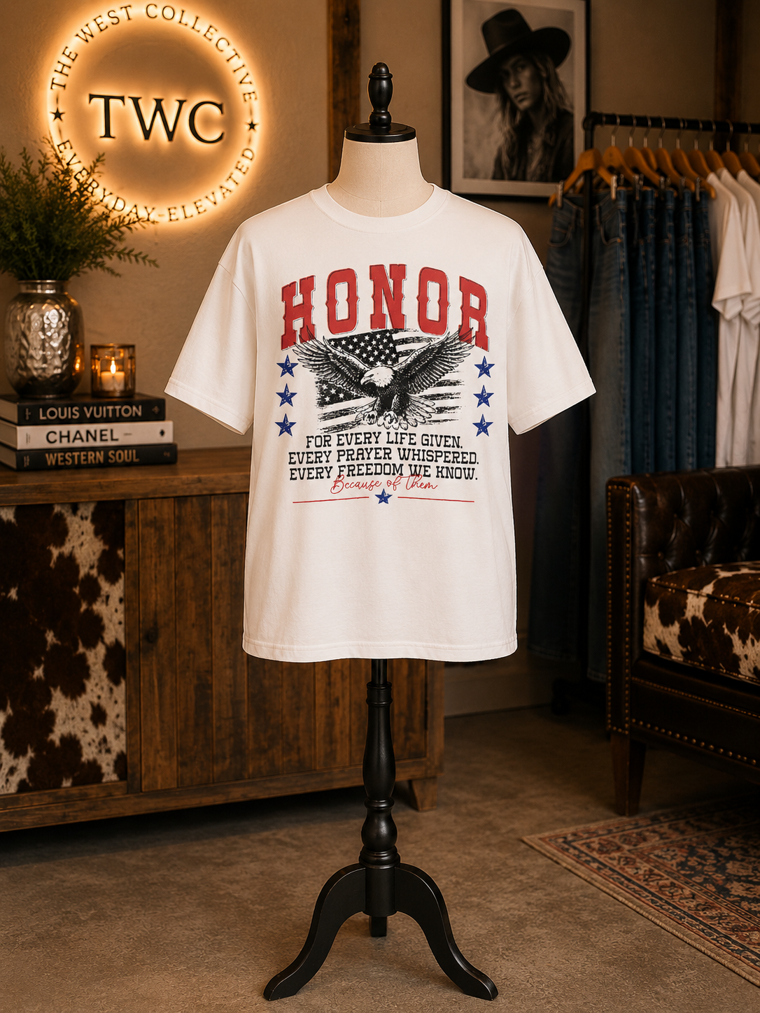 'Because of Them' Patriotic Veterans Tribute Tee