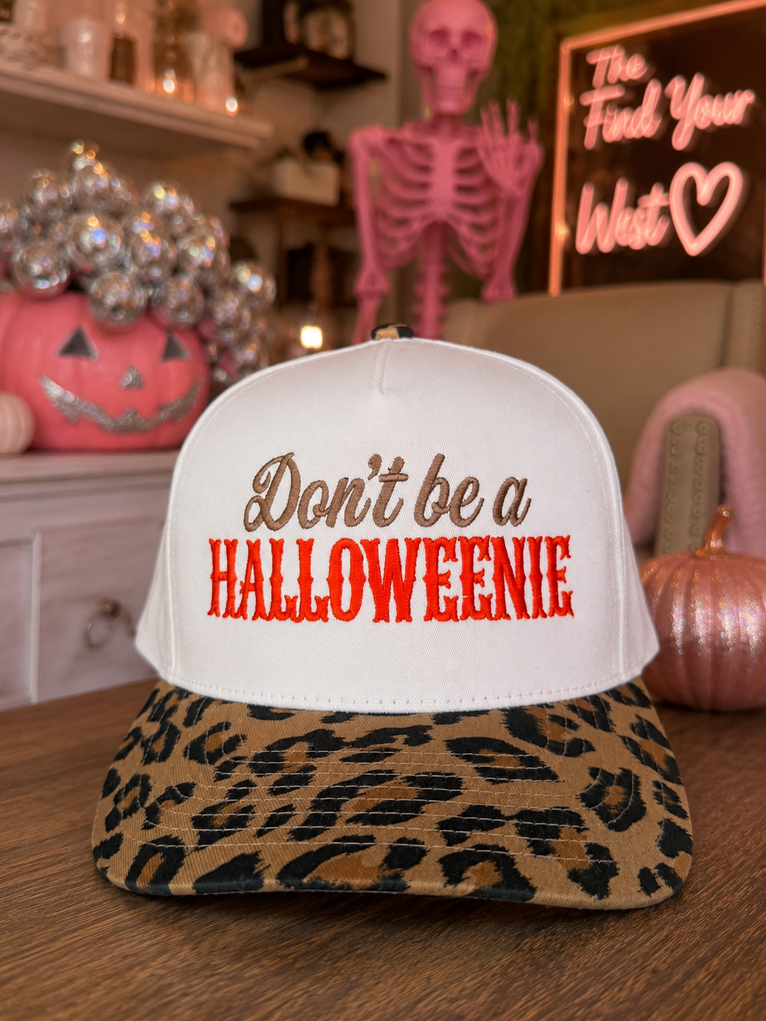 🎃 Don't Be a Halloweenie Embroidered Hat | Leopard Print | New